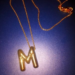 Bubble letter M necklace
